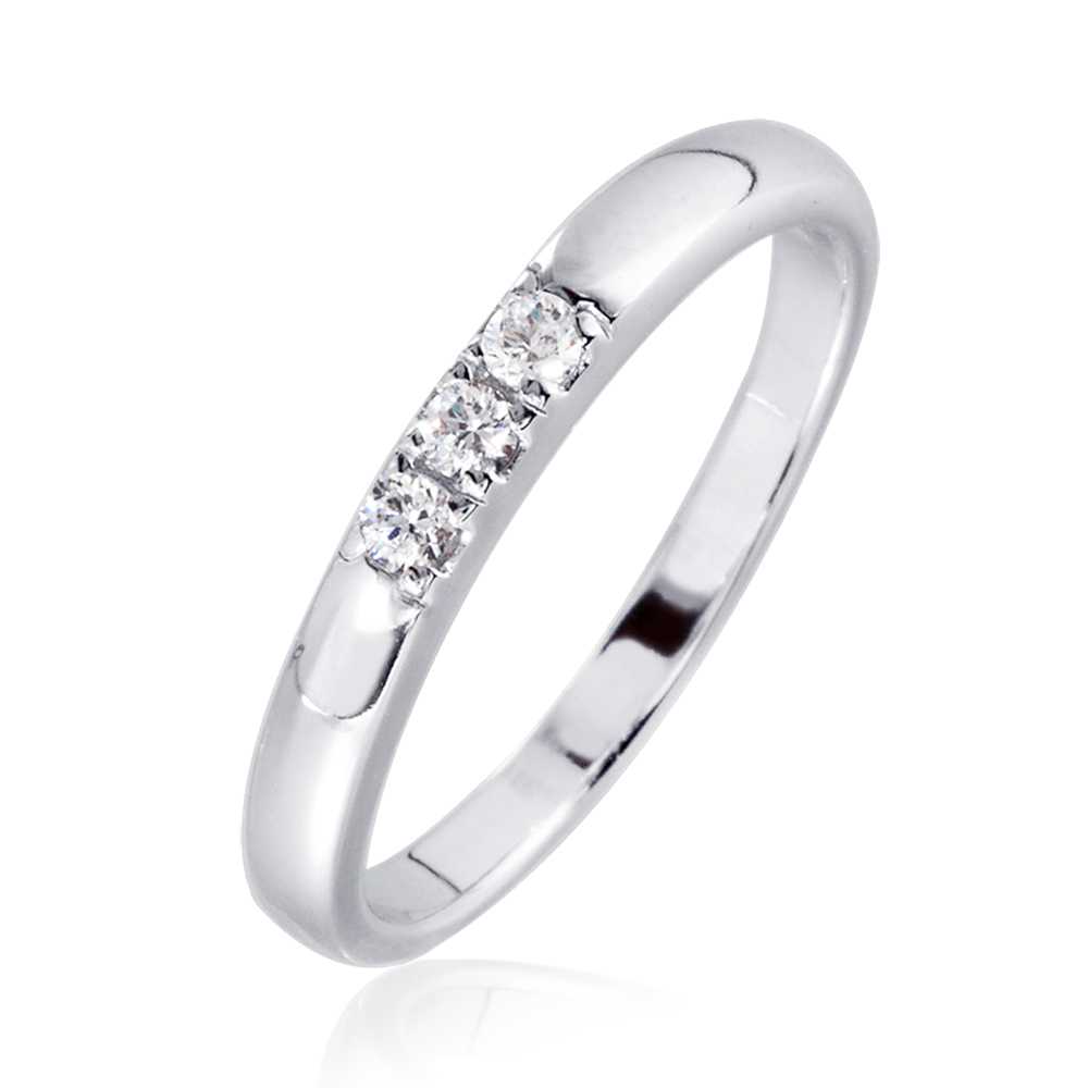 SNOWY แหวนเงินแท้ 925 Silver Jewelry ประดับเพชรสวิส CZ รุ่น RS3065-RR เคลือบทองคำขาว