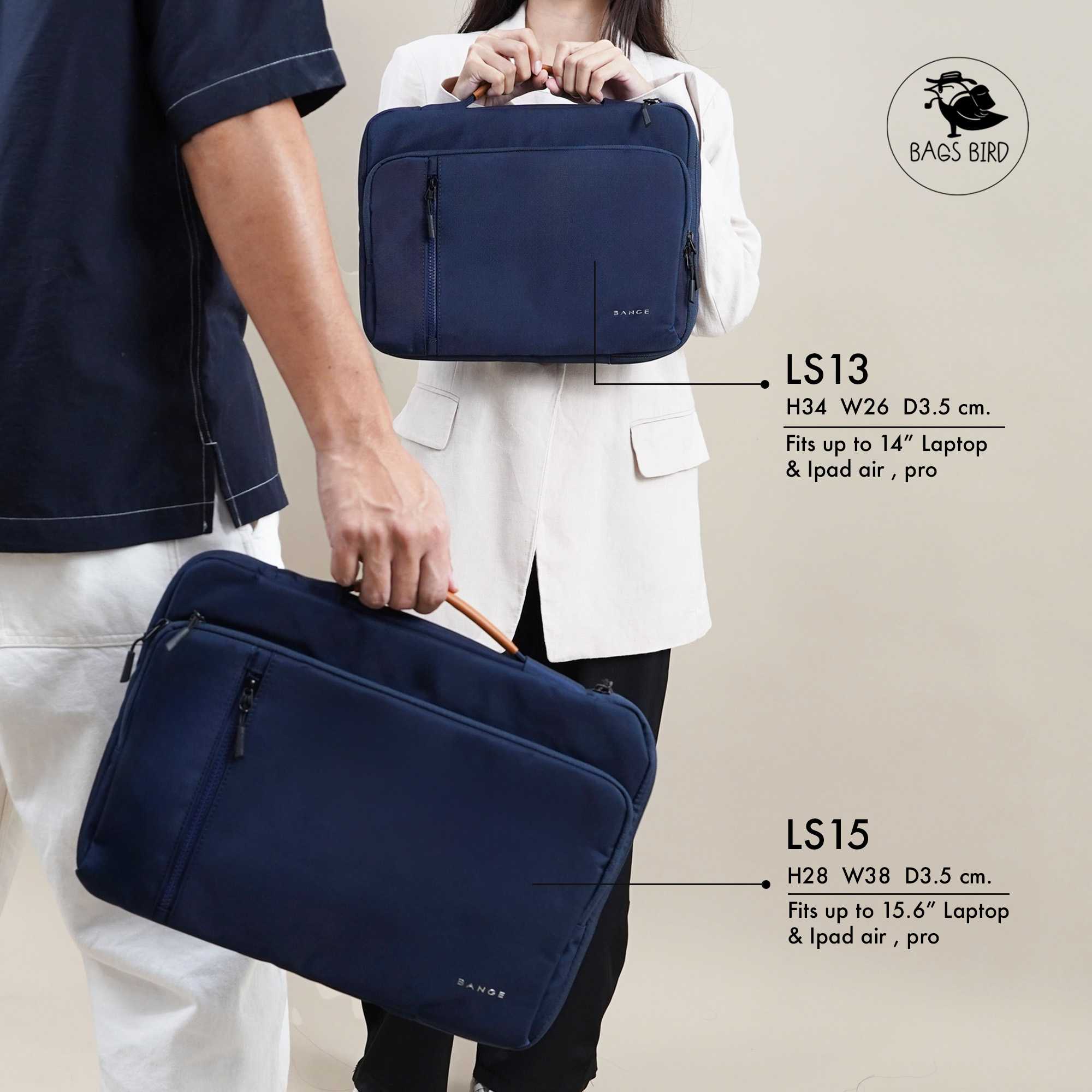 BAGSBIRD กระเป๋าแล็ปท็อป 2รุ่น LS13 LS15 ใส่โน้ตบุ้ค14,16นิ้ว กันกระเเทก4มุมปกป้องx2 มีสายจับอย่างดี