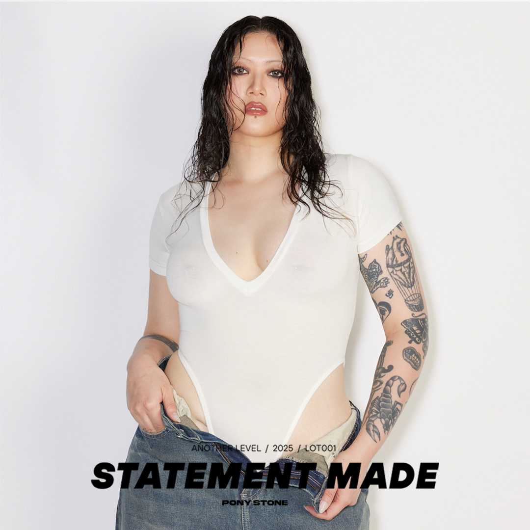 IVA Deep V t shirt bodysuit