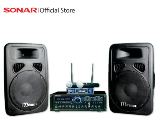 SONAR ชุดเครื่องเสียง 6 ชิ้น แอมป์ 350W รุ่น STA-DM504 ลำโพงคู่กลางแจ้ง 15 นิ้ว รุ่น PP-1515