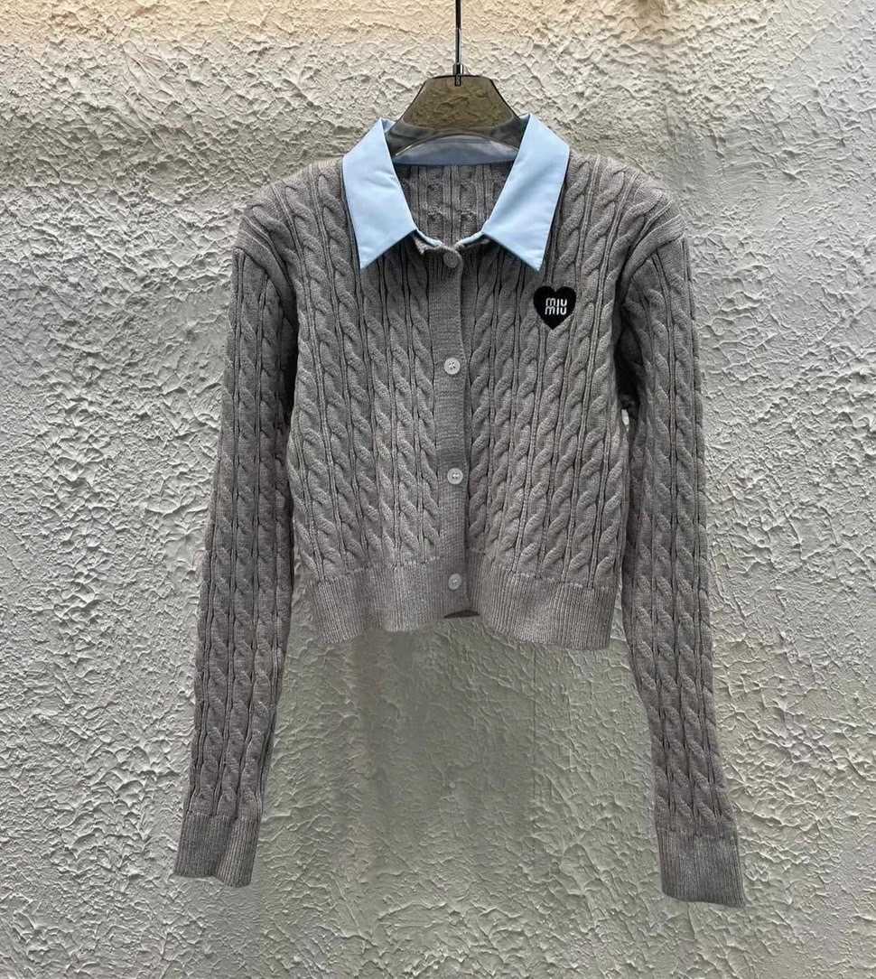 MIUMIU CARDIGAN WITH SHIRT COLLAR 
