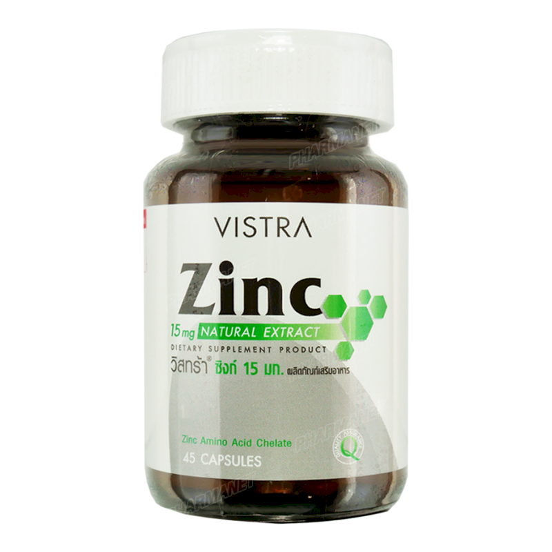 VISTRA ZINC 15MG CAP 45'S วิสทร้า ซิงค์ บํารุงผม ลดการเกิดสิว