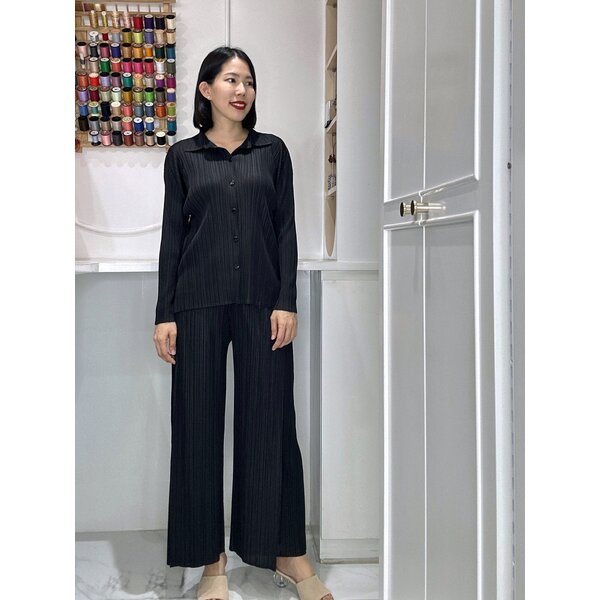 2MUAY รุ่น GJO7807 / GJO7271 เซ็ตพลีท BASIC SHIRT TOP WITH LAYER STRAIGHT PANTS PLEATED SET 4 สี ...