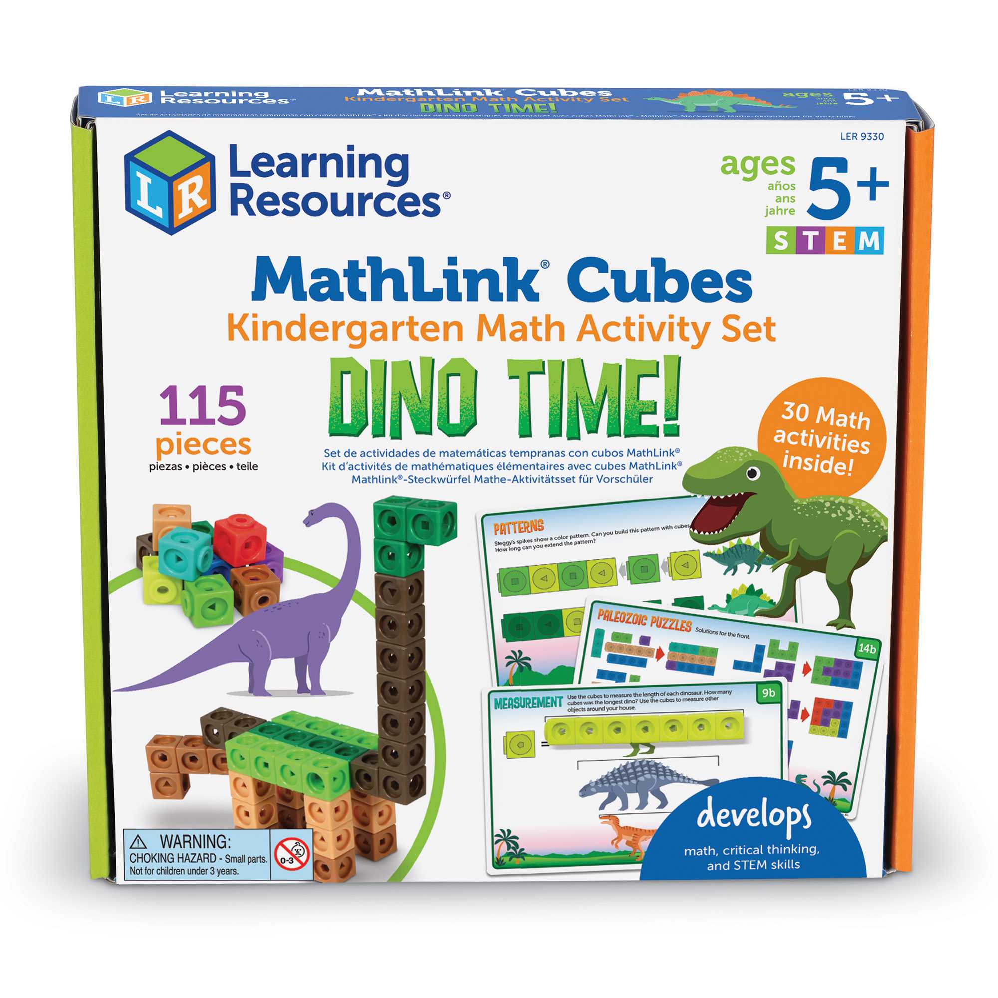 Learning Resources, MathLink Cubes Kindergarten Math Activity Set: Dino Time ลูกบาศก์คณิตศาสตร์