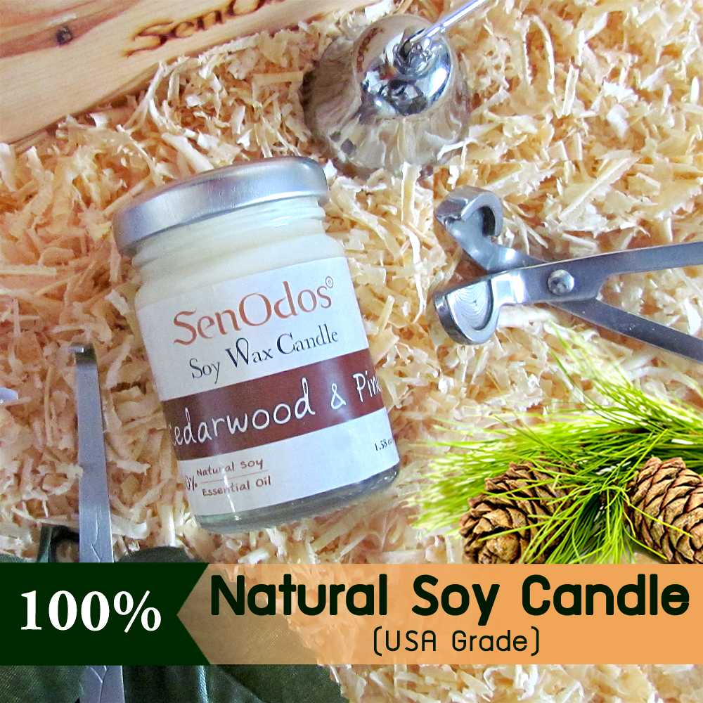 เทียนหอม อโรม่า เทียนหอมสปาCedarwood+Pine Scented Soy Candle Aroma 45g - กลิ่นกลิ่นซีดาร์วูด + ไพน