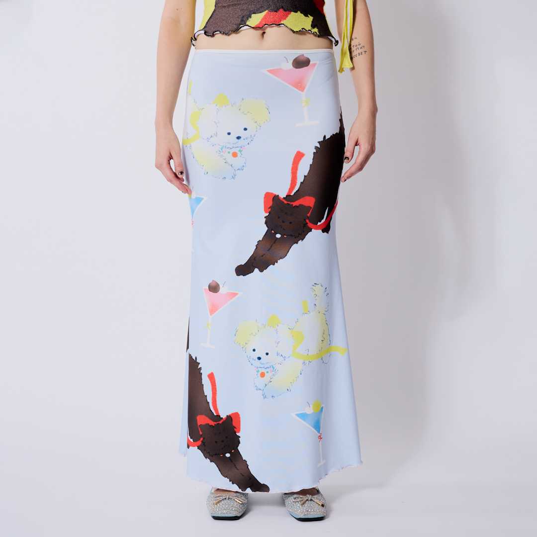 BLACKDOG BKK-AW2408-Fluffy printed skirt-กระโปรงผ้ายืดพิมพ์ลาย