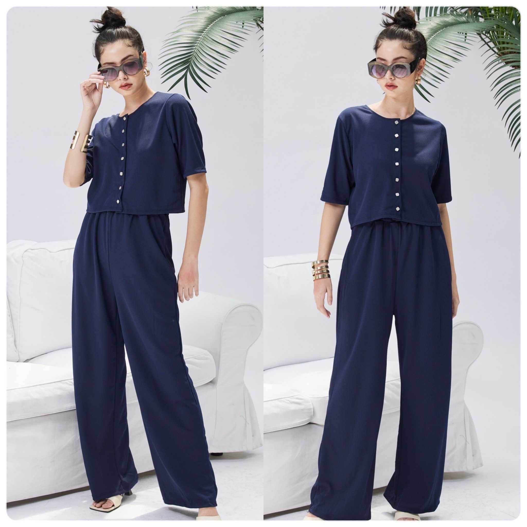 Chloe Pants Set ชุดเซ็ทเสื้อ&กางเกงสีพื้น