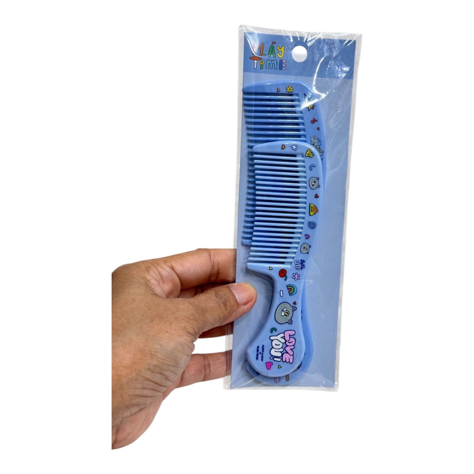 หวีชุดเซ็ท 2 ชิ้น สีฟ้า Beauty Fluffy  ขนาด 4.7 x 17.1 x0.8 ซม.