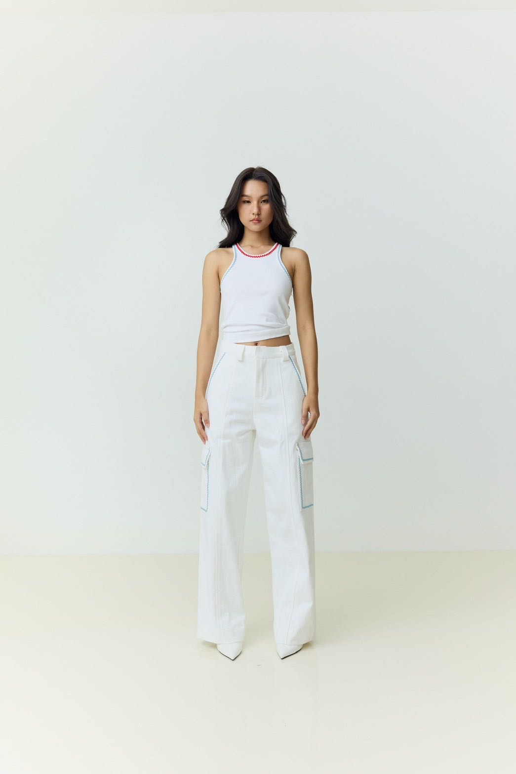 ZTN0034 Zikzak cargo pants (ฟ้า,S)