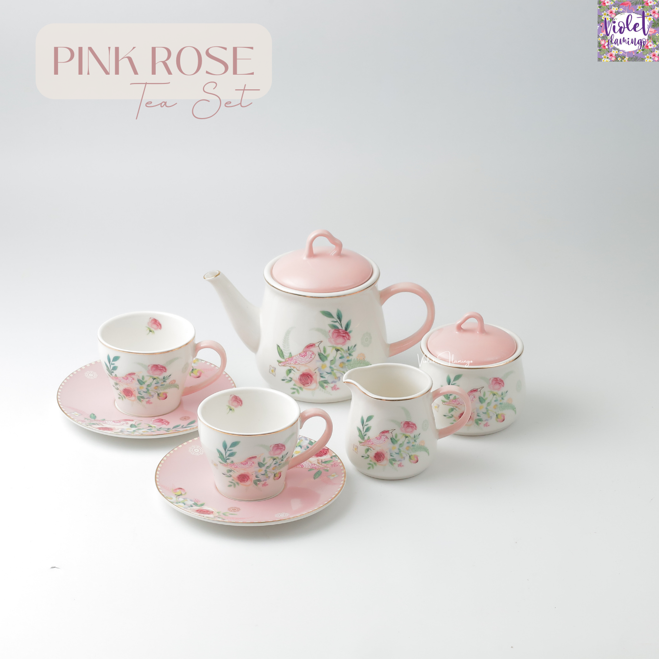 Pink Rose Tea Set
