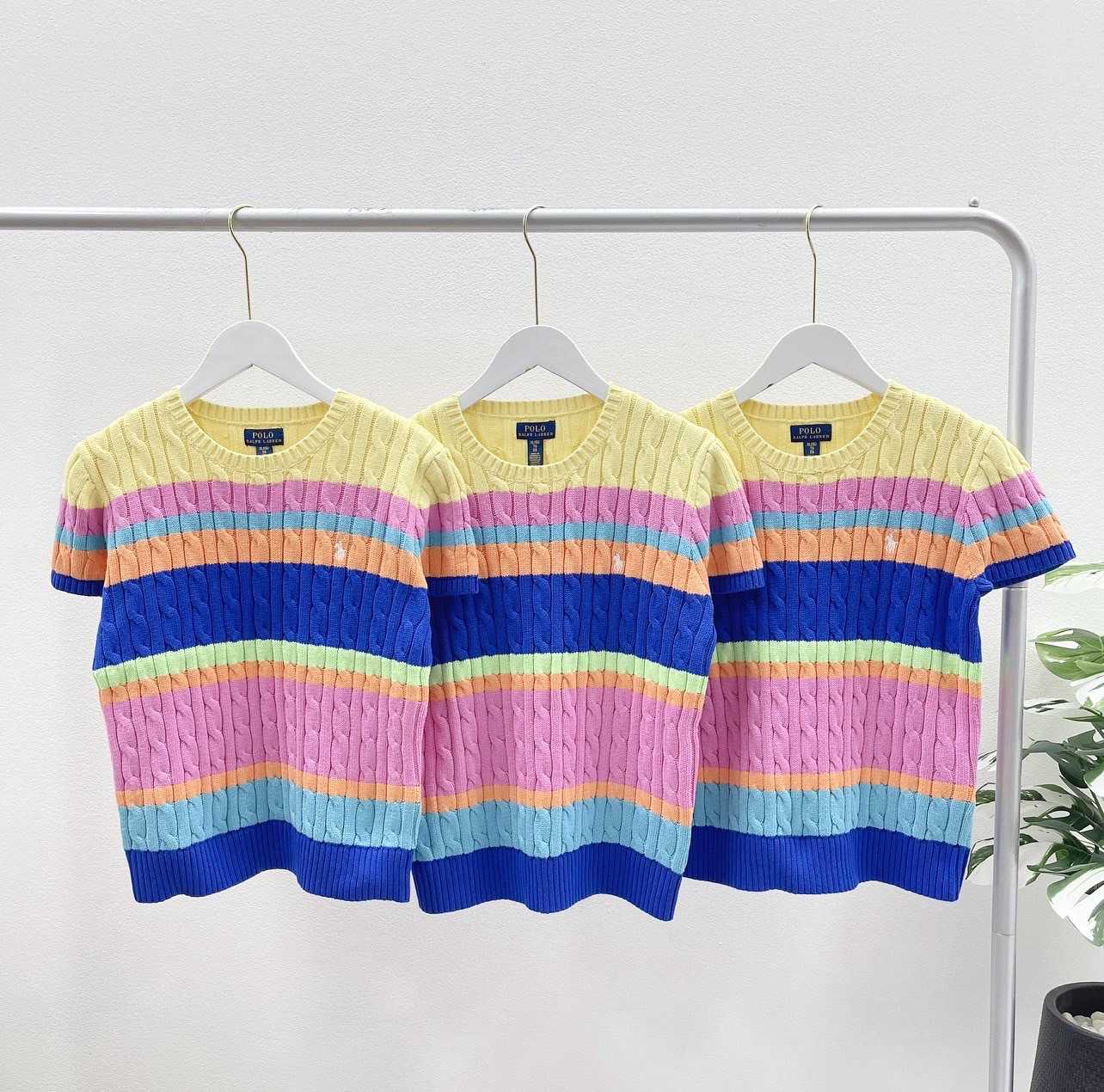 Ralph Lauren Striped Cotton Short Sleeve Sweater (Multi)