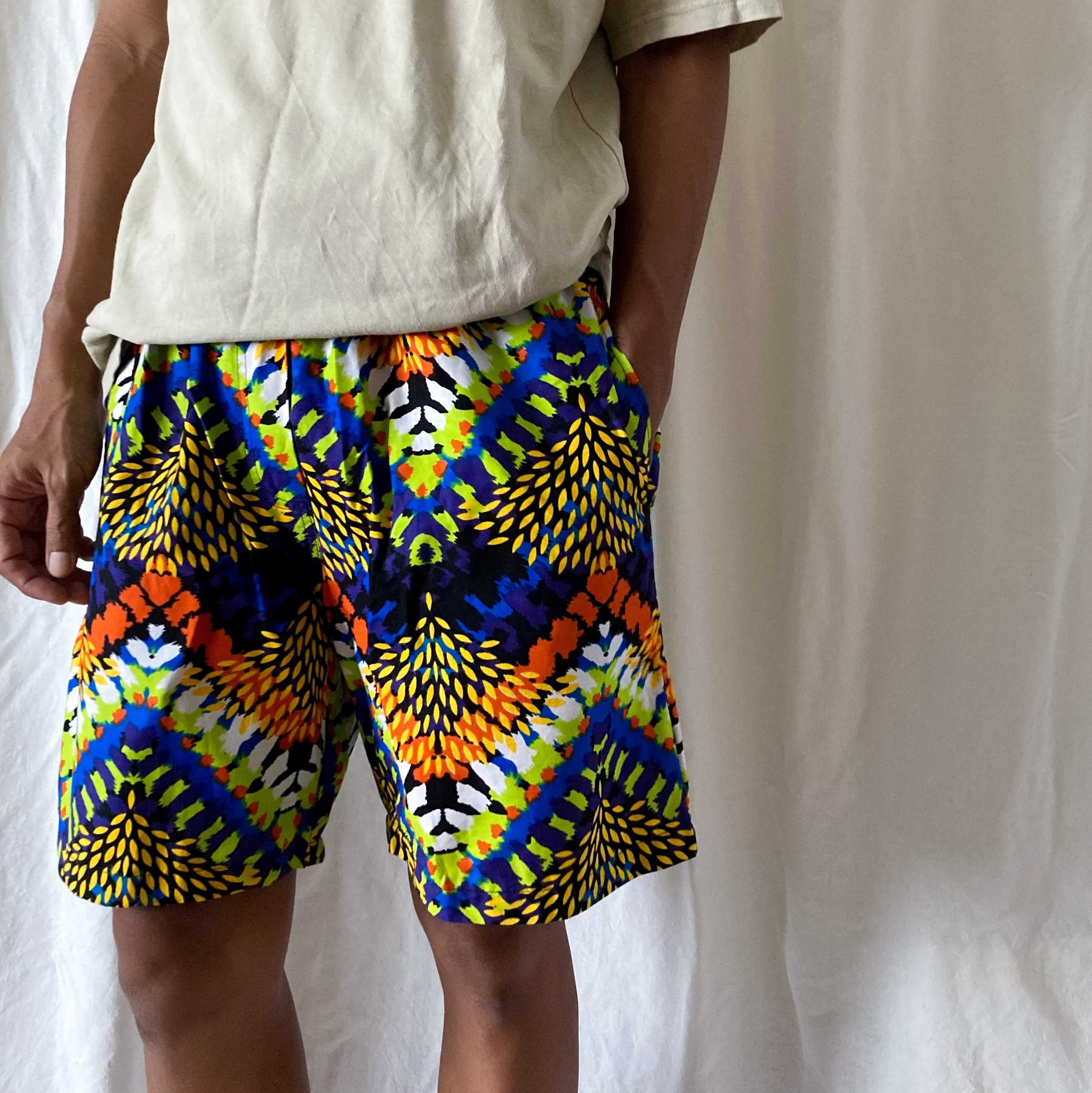 African batik men's shorts| アフリカンバティック メンズショートパンツ 【SP-102W】MERMEO