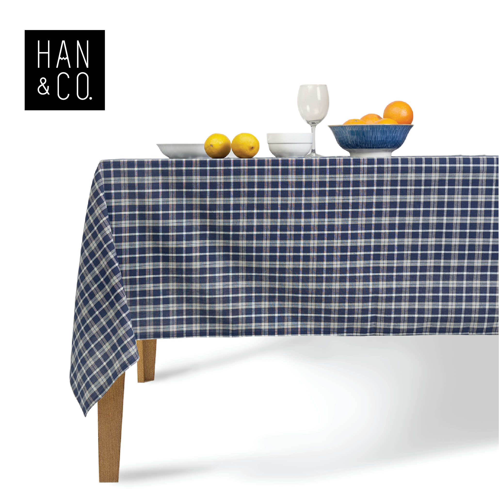 Han&Co. ผ้าปูโต๊ะ ผ้าคลุมโต๊ะ สี Blue Gingham HCTBC04 Table Cloth – Blue Gingham