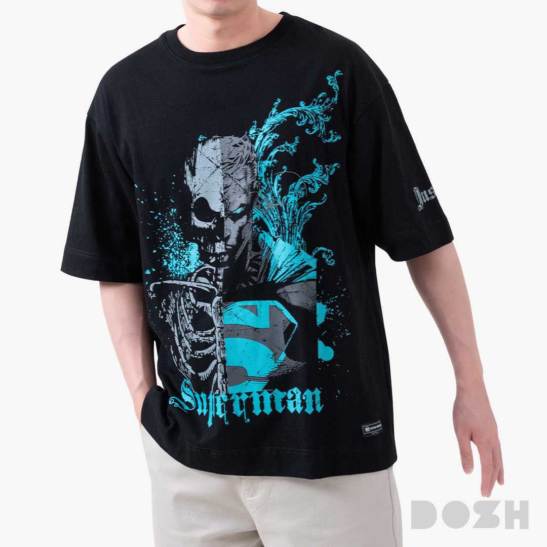 DOSH OVERSIZED SHORT SLEEVE T-SHIRTS SUPERMAN เสื้อยืดโอเวอร์ไซส์ DSMT5207-BL