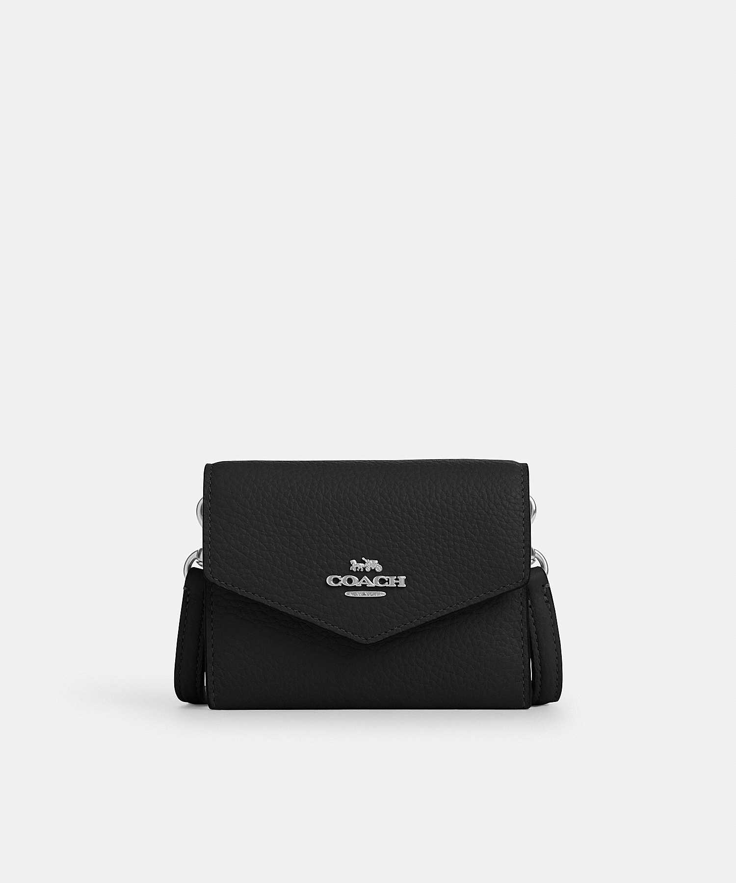 COACH MINI ENVELOPE WALLET WITH STRAP CU170 SV/BK