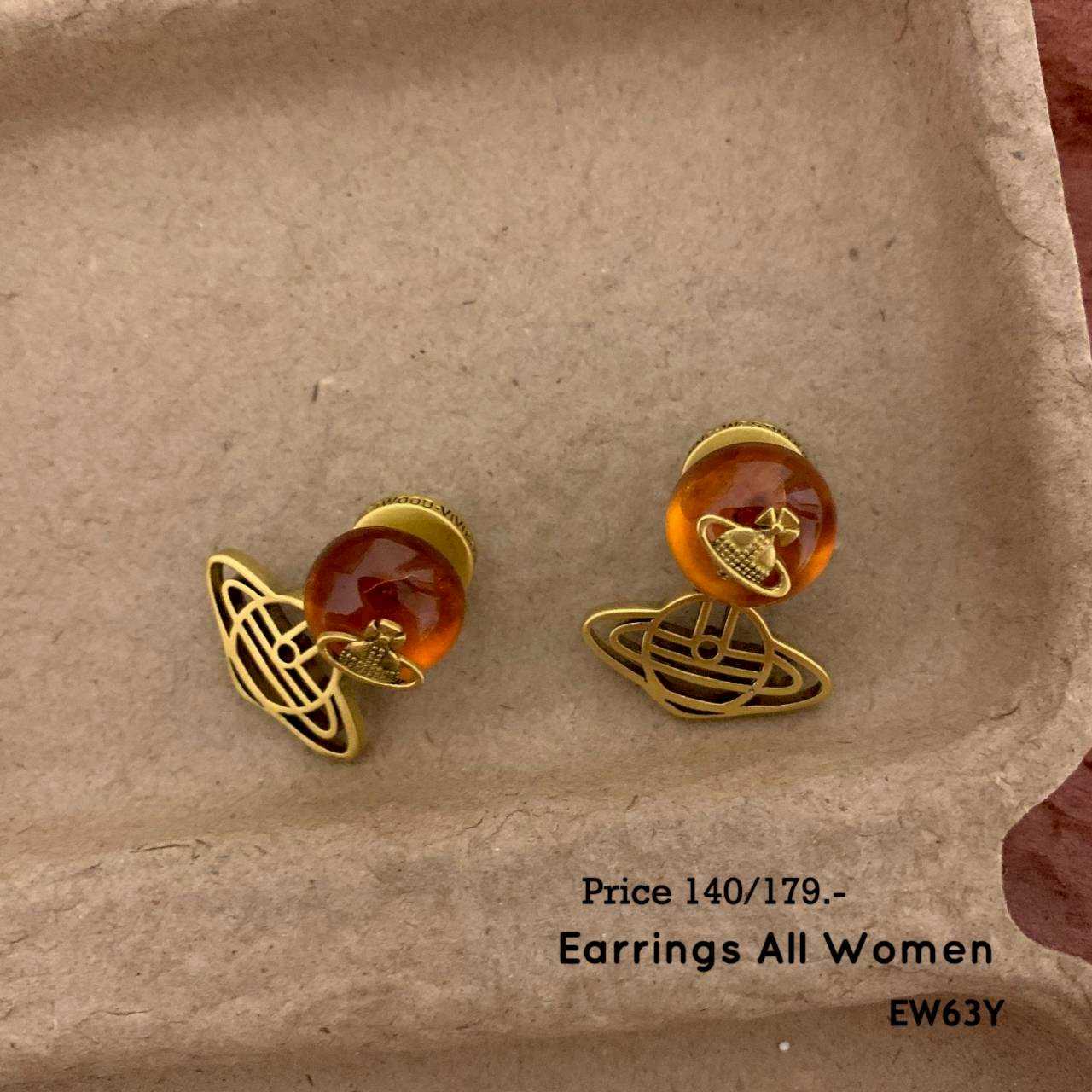 EW63Y ต่างหูทับหลัง สีส้ม