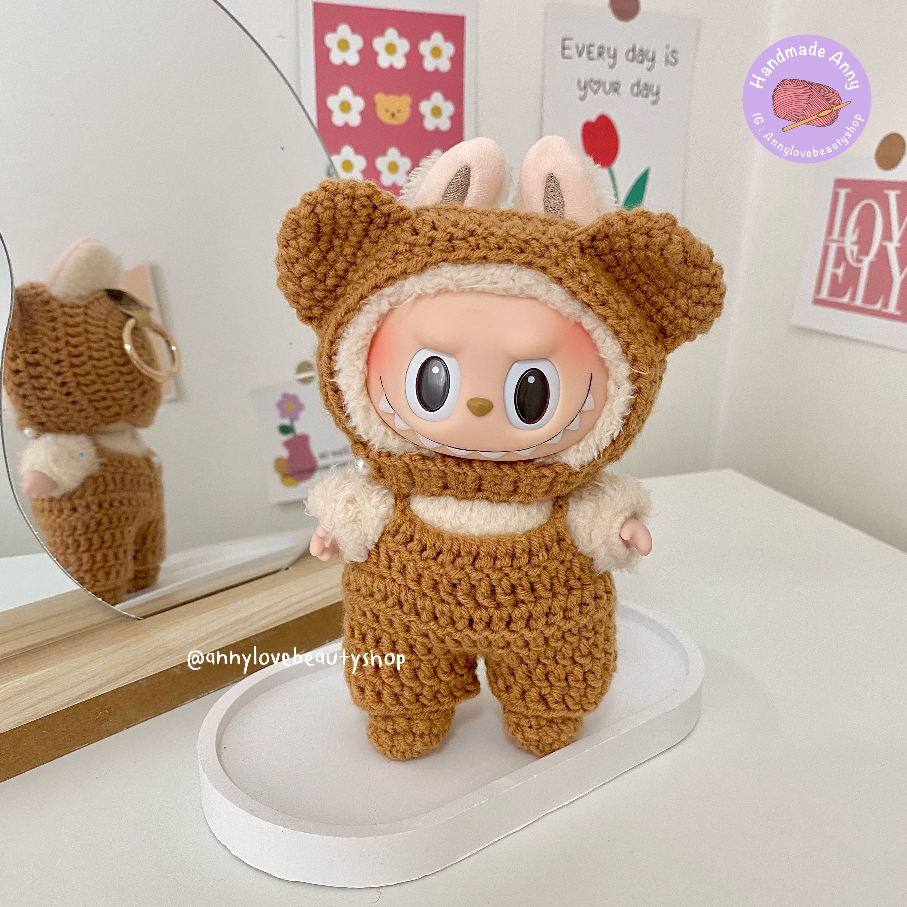 Handmade🐻 ชุดเซ็ตน้องหมี 3 ชิ้น ถักไหมพรม สำหรับลาบูบู้