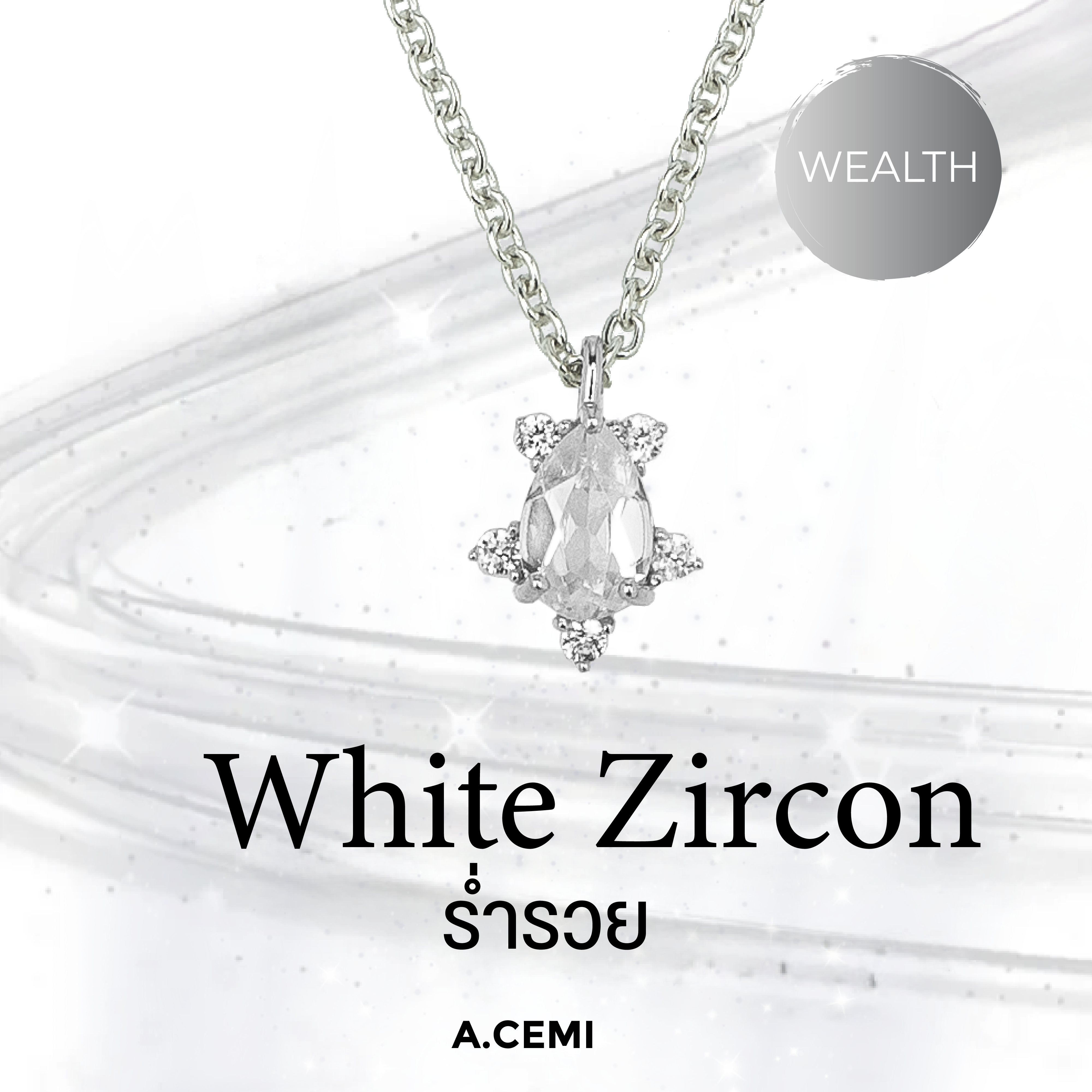 A.CEMI White Zircon Pear Nova Necklace