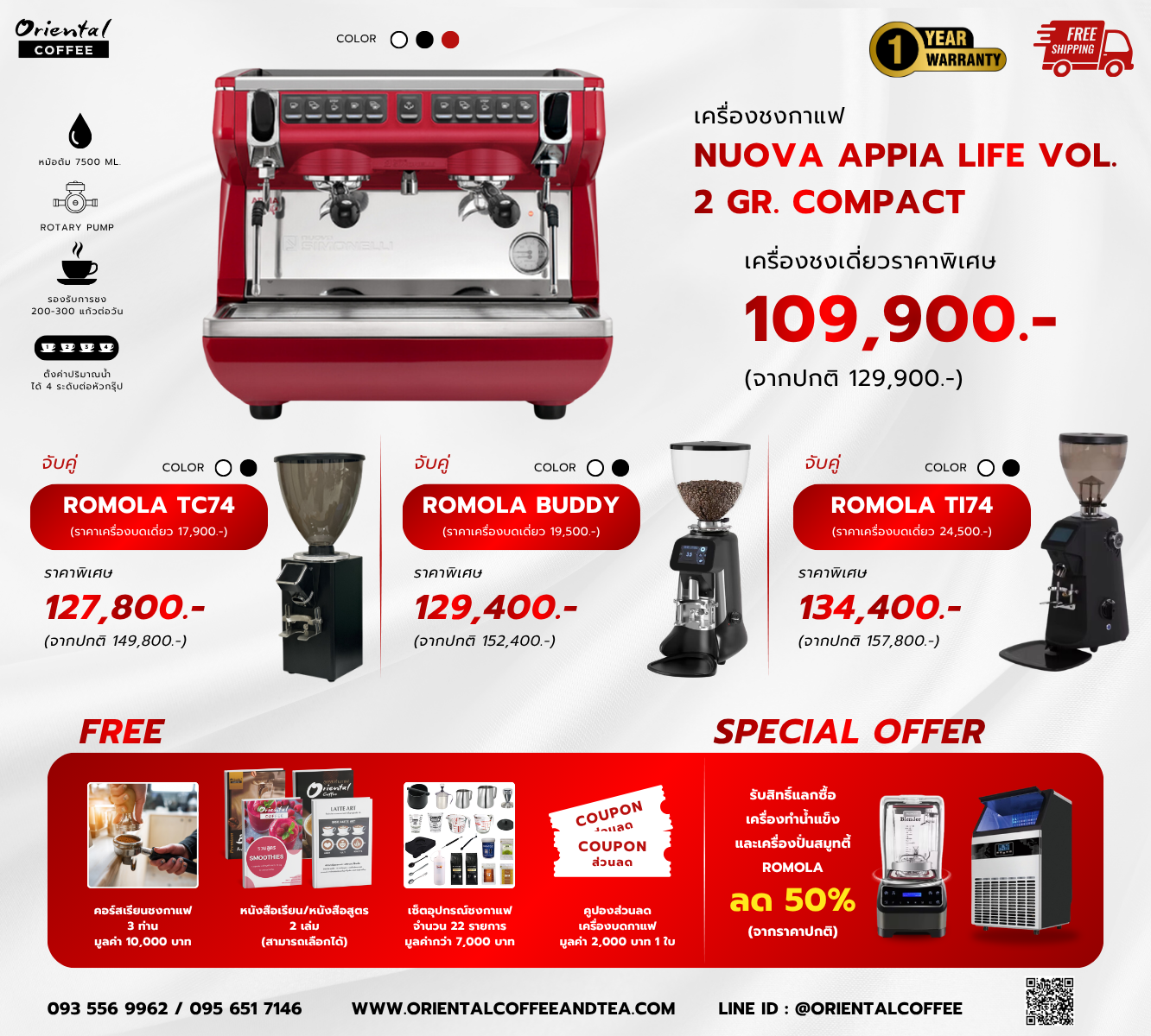 เซ็ตเครื่องชงกาแฟ Nuova Appia Life Vol. 2 Gr. Compact