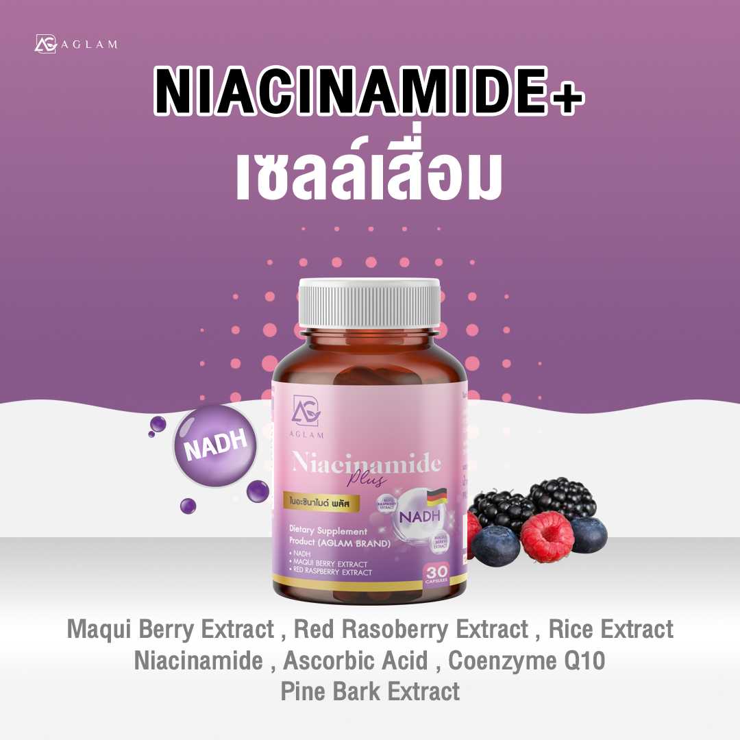 AGLAM Niacinamide plus ไนอะซินนาไมด์ พลัส วิตามินฟื้นฟูผิวระดับเซลล์ ต้านแก่ ชะลอวัย