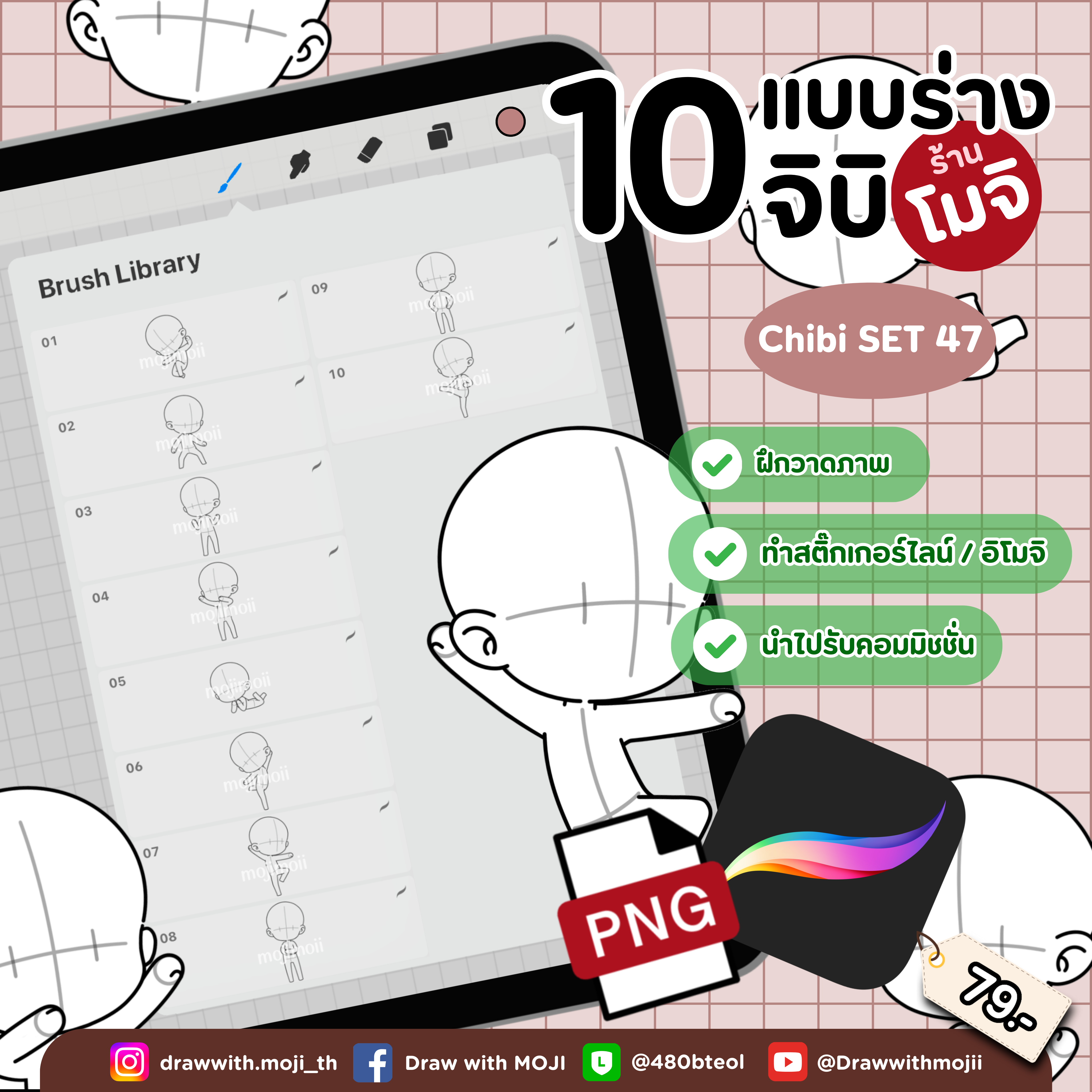 บรัชแบบร่างจิบิ เซต 47 (เต็มตัวแบบเดี่ยว)