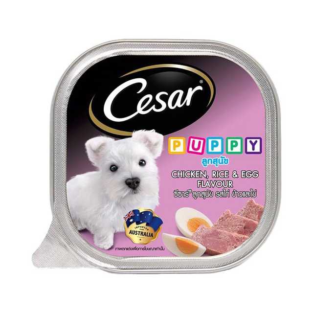 CESAR PUPPY อาหารเปียกสำหรับลูกสุนัข รสไก่ ข้าวและไข่ บรรจุ 100 กรัม