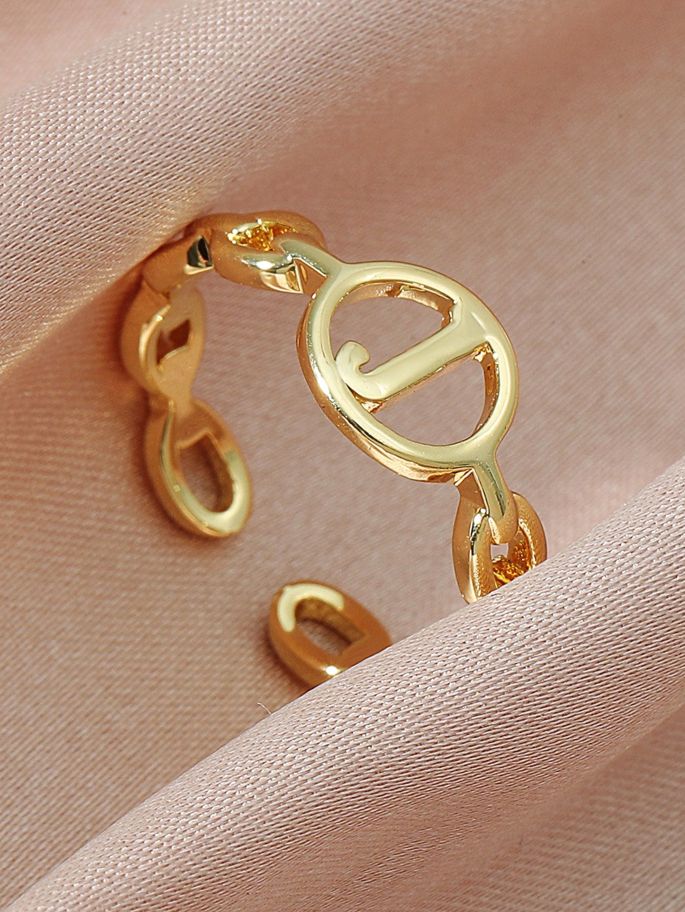 J letter cuff ring