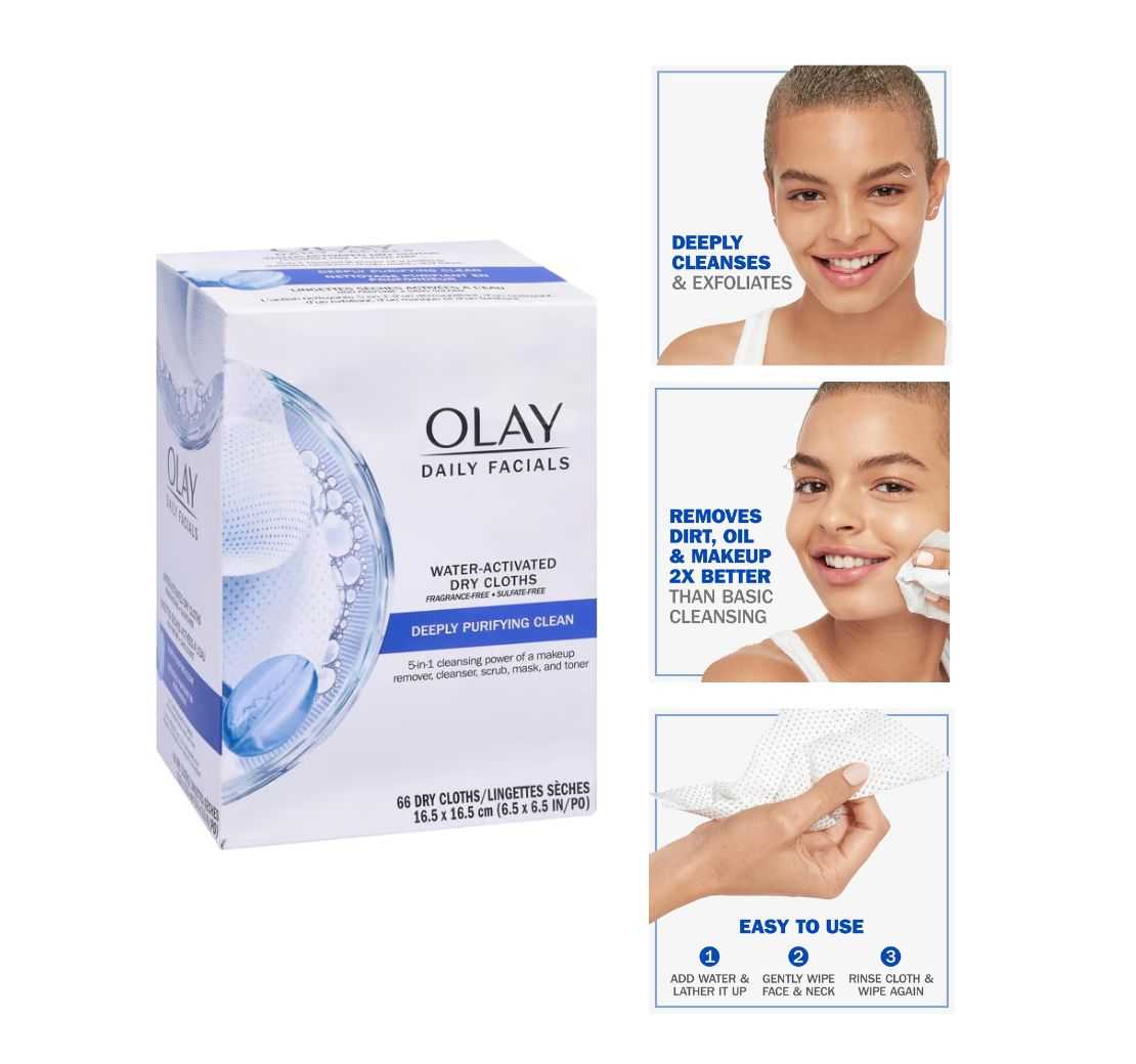 Olay Daily Facials 5-in-1 Makeup Removing Facial Cleansing Wipes  - Deeply Purlfying Clean พร้อมส่ง