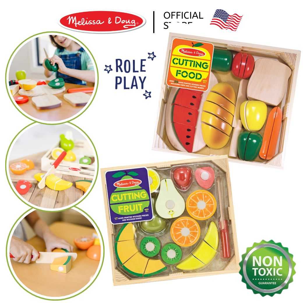 (ของเล่น USA) ของเล่นไม้หั่นอาหาร ผักผลไม้ Cutting Food Melissa & Doug ชุดครัว  487 4021