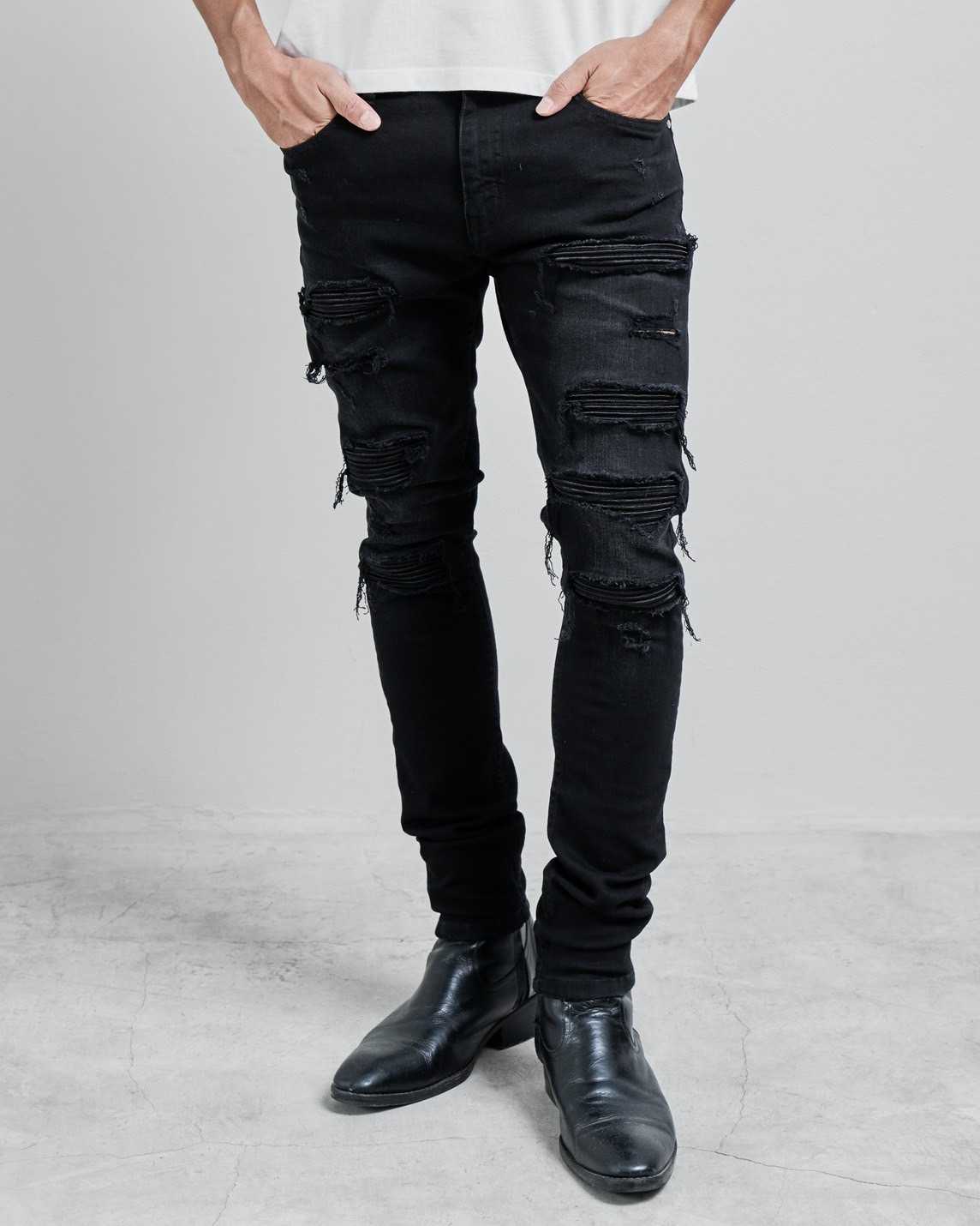 กางเกงยีนส์SEP Black Track Skinny 7 Patch