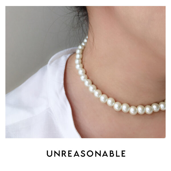 สร้อยคอ มุกแก้ว ขนาด 8 mm. UA0760-01 Unreasonable Accessories