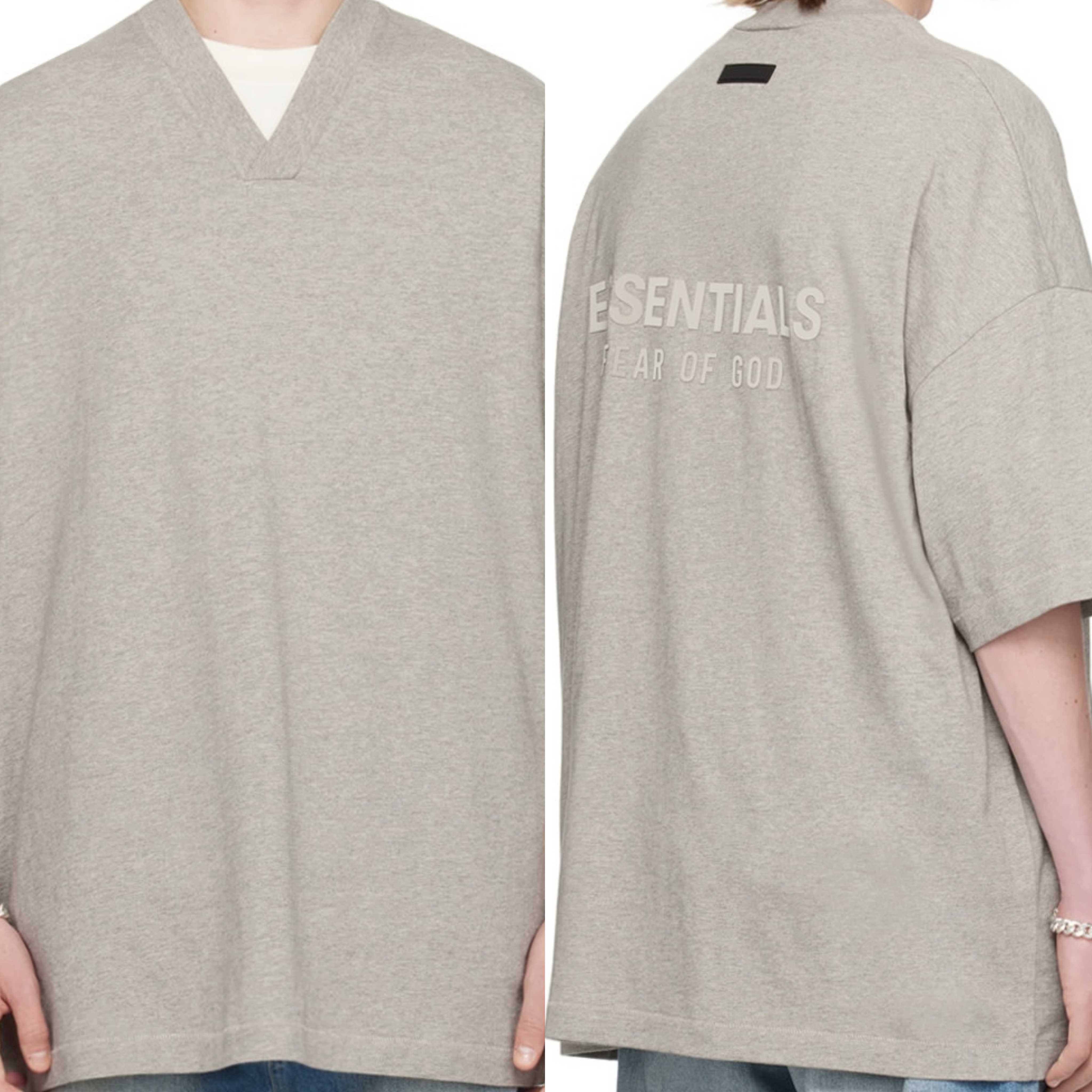 Essentials V-neck oversize​ T-shirt มีลายด้านหลังอย่างเดียว​