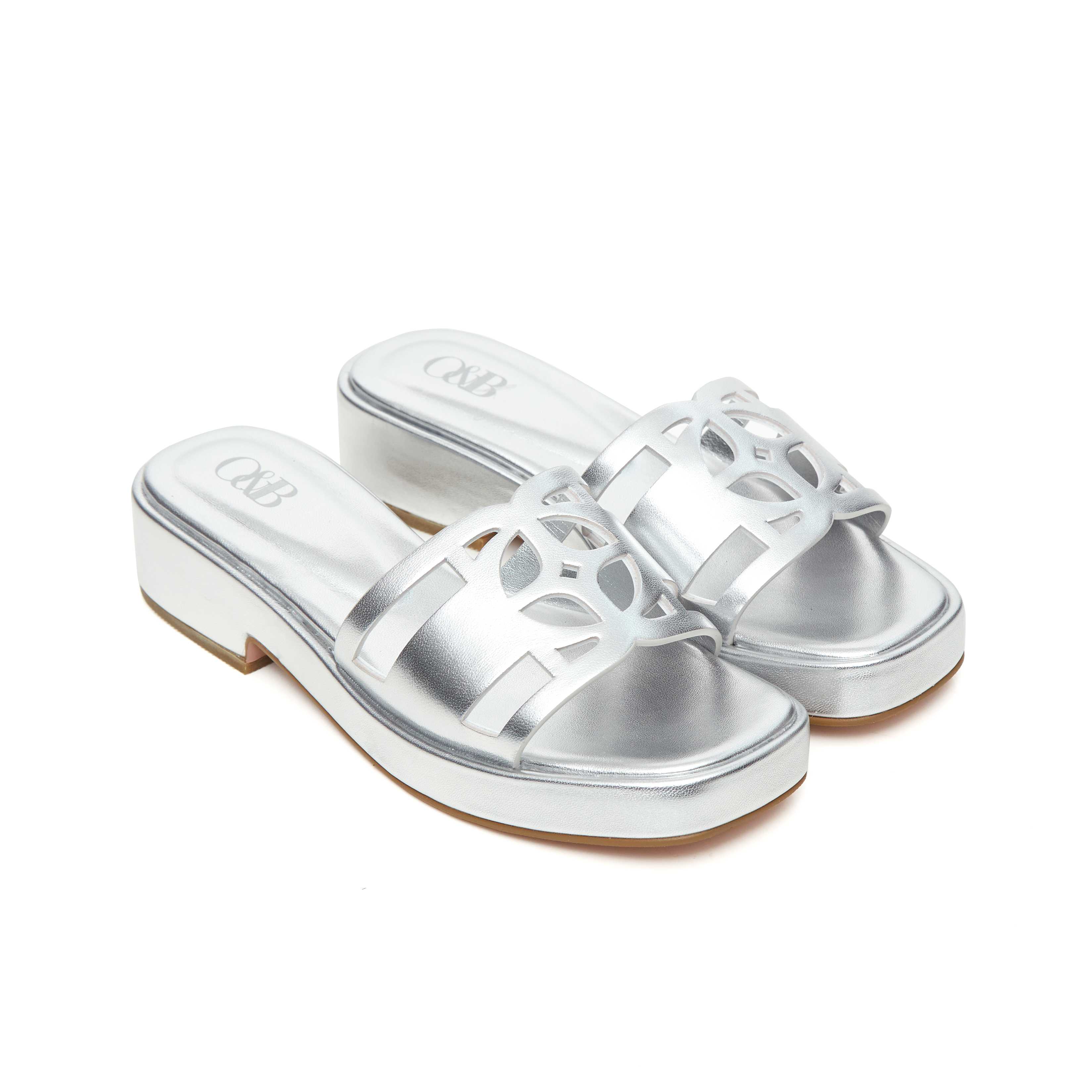 OandB Platform Sandals In Spotlight Silver