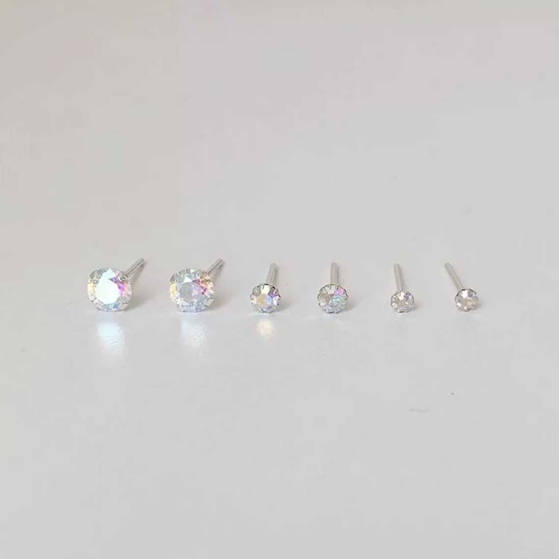 Winterwinter Jewelry Silver925 : ต่างหูเงินแท้ เพชร cz เรนโบว์ น่ารักสไตล์เกาหลี