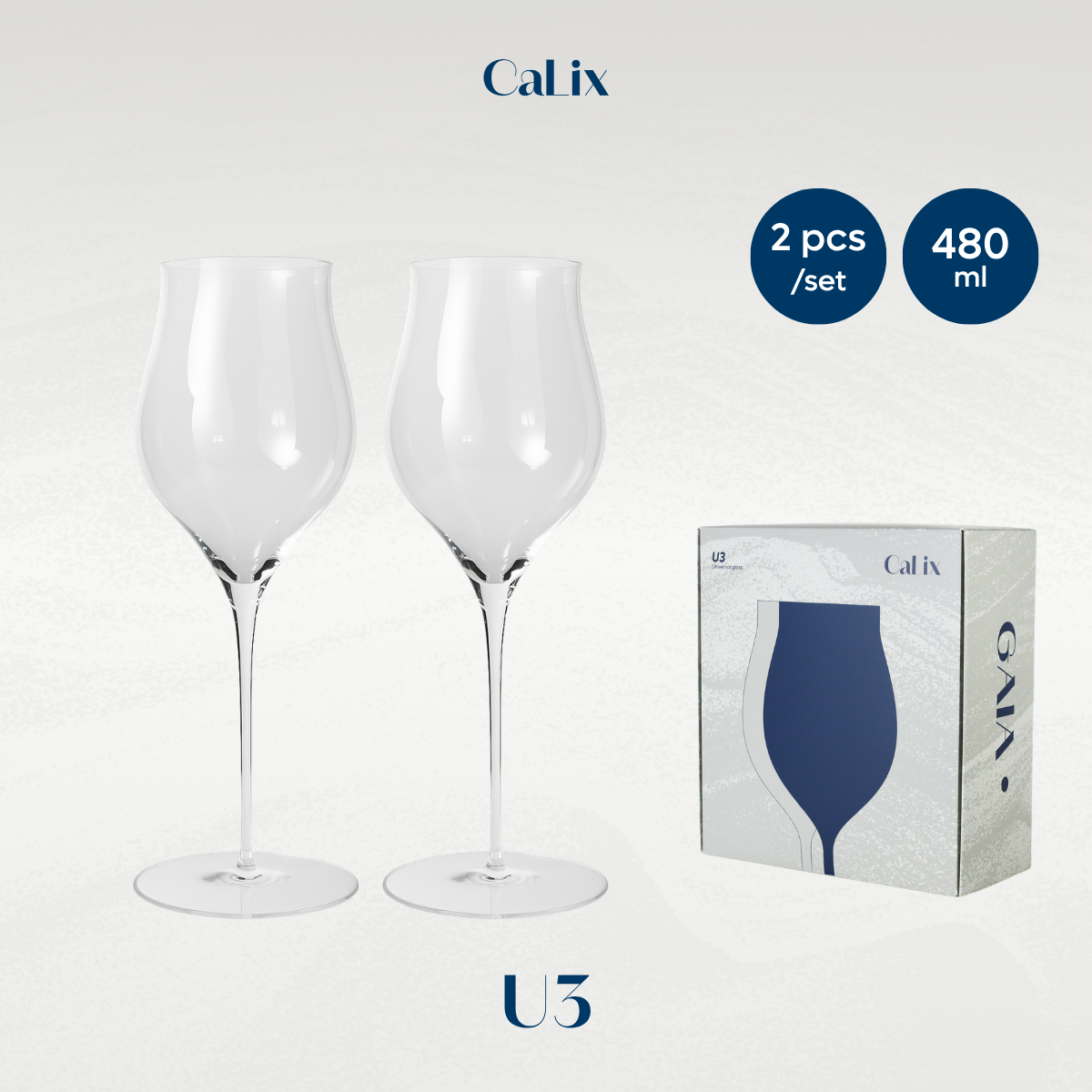 CaLix แก้วไวน์อเนกประสงค์ทรงทิวลิป U3 Universal Tulip Wine Glass • GAIA Collection (set of 2)