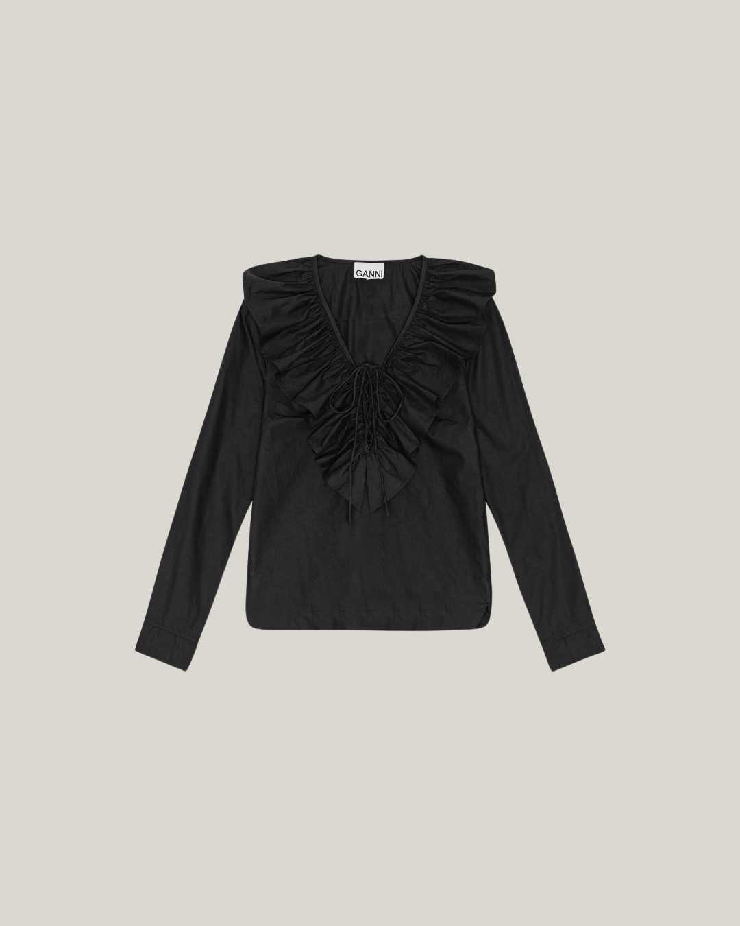 GANNI | Ruffle V-Neck Blouse