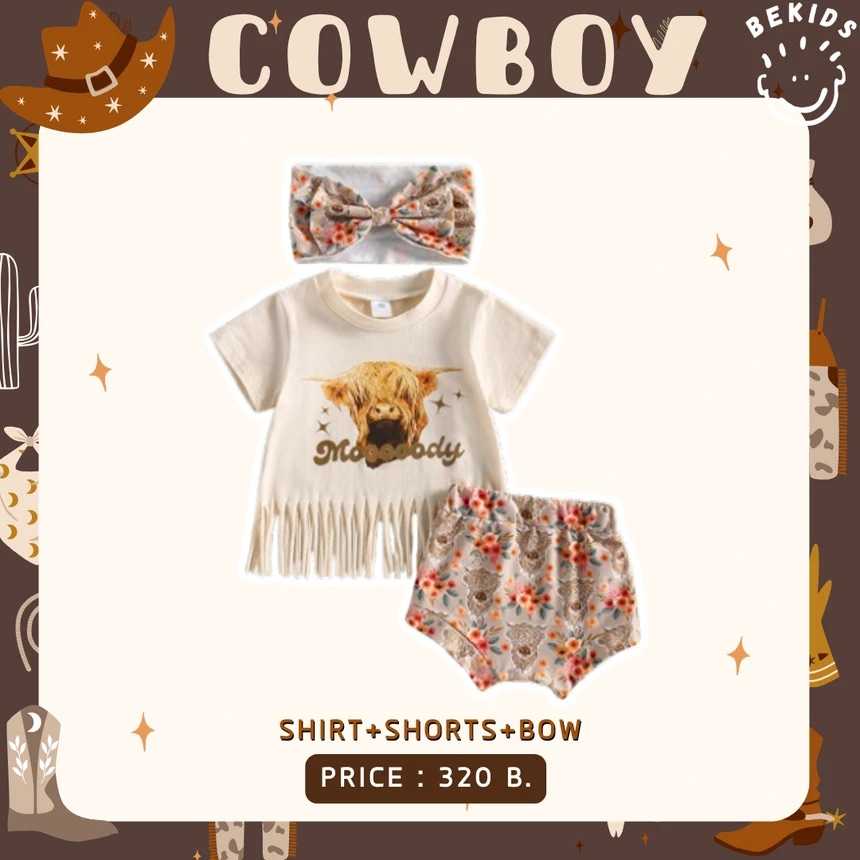 Shirt+Shorts+Bow Flower Cowboy