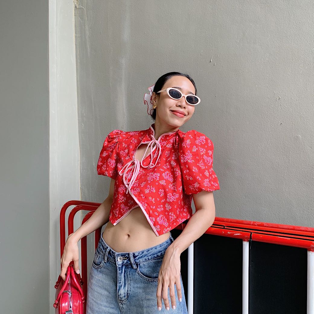 Qipao balloon sleeve tops