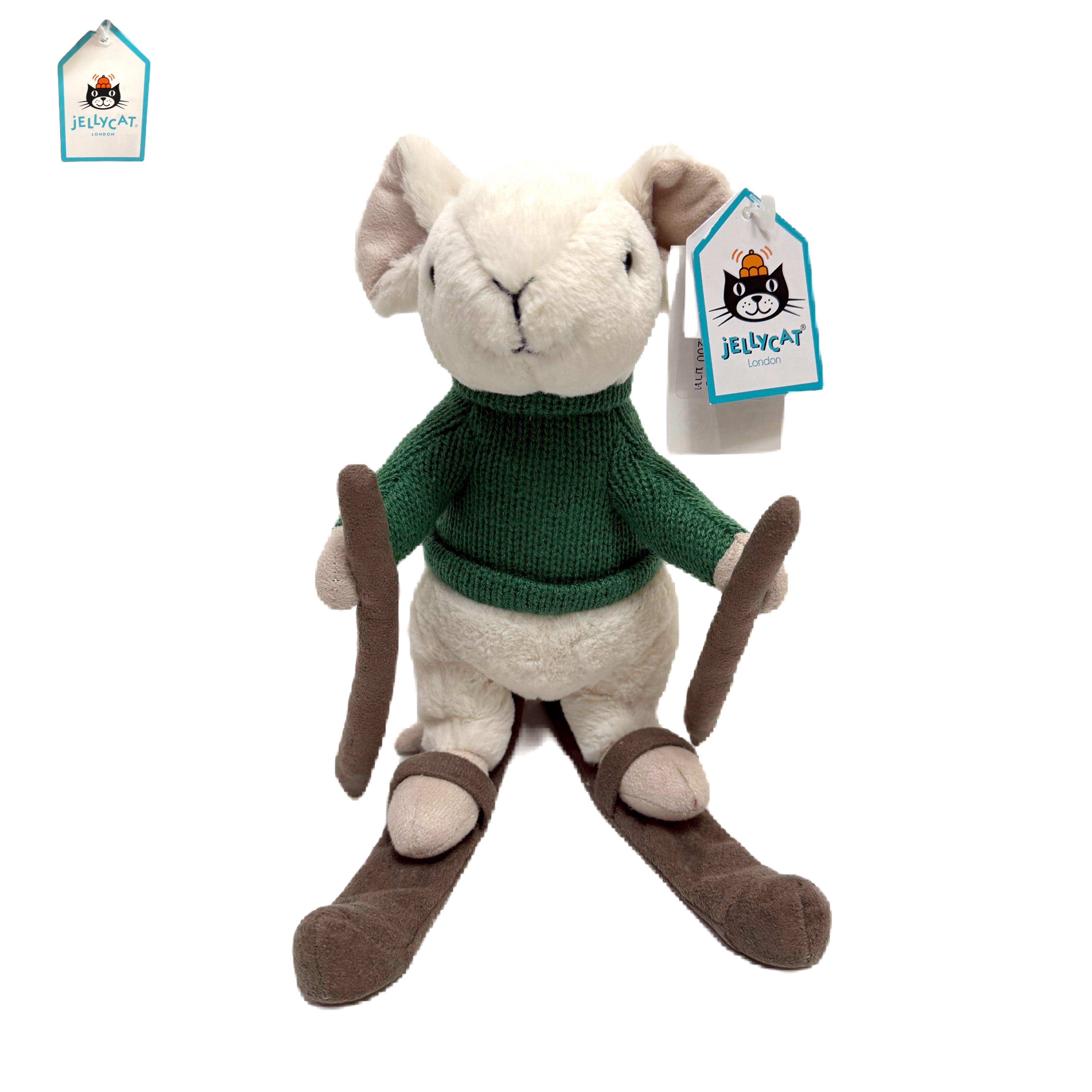 JELLYCAT ตุ๊กตาผ้าขน Merry Mouse Skiing ของแท้จาก London ของใหม่