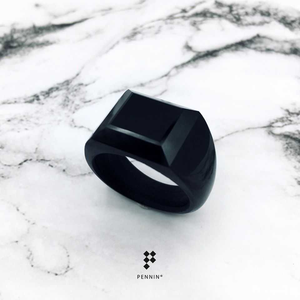 [SALE20%]RU682แหวนนิลล้วน Rectangle Black เจียระไนหน้าสี่เหลี่ยมผืนผ้า เสริมโชคลาภ คุ้มภัย