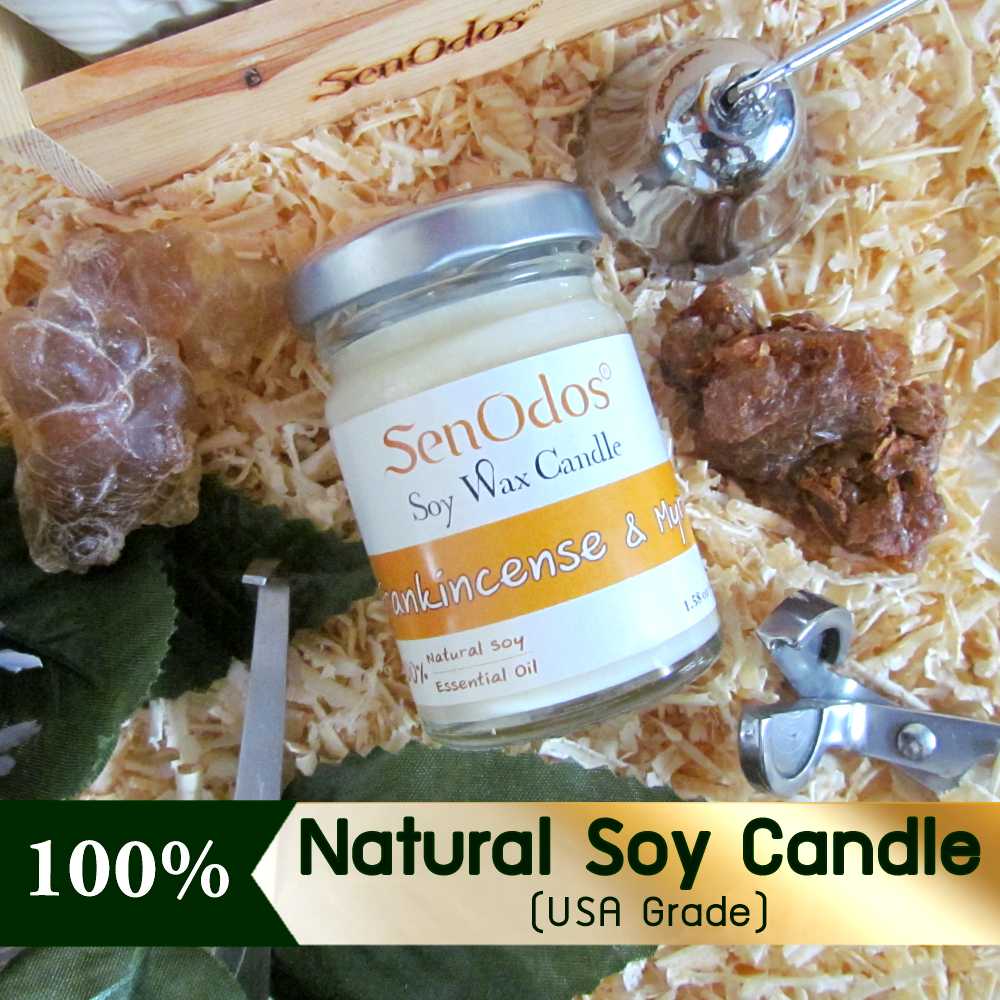 เทียนหอม อโรม่า เทียนหอมสปา Frankincense & Myrrh Scented Soy Candle Aroma 45g- กลิ่นกำยาน & มดยอบ