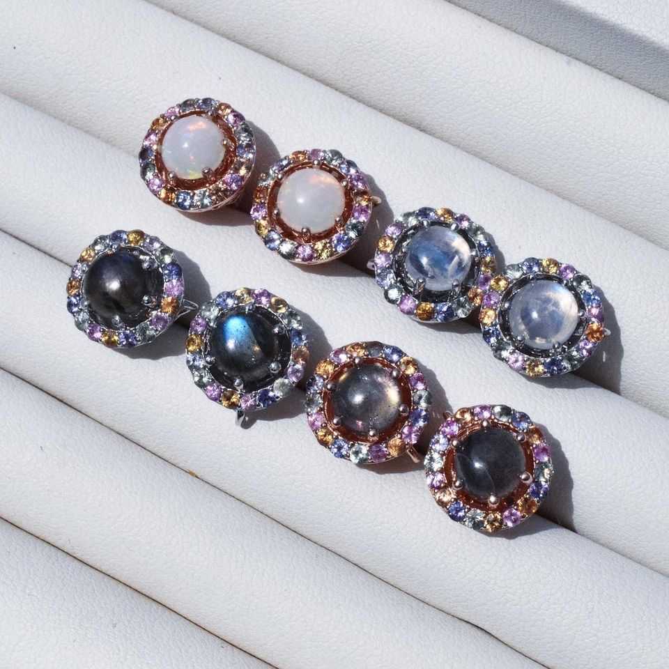 ต่างหูพลอย #minimearrings รหัส E049