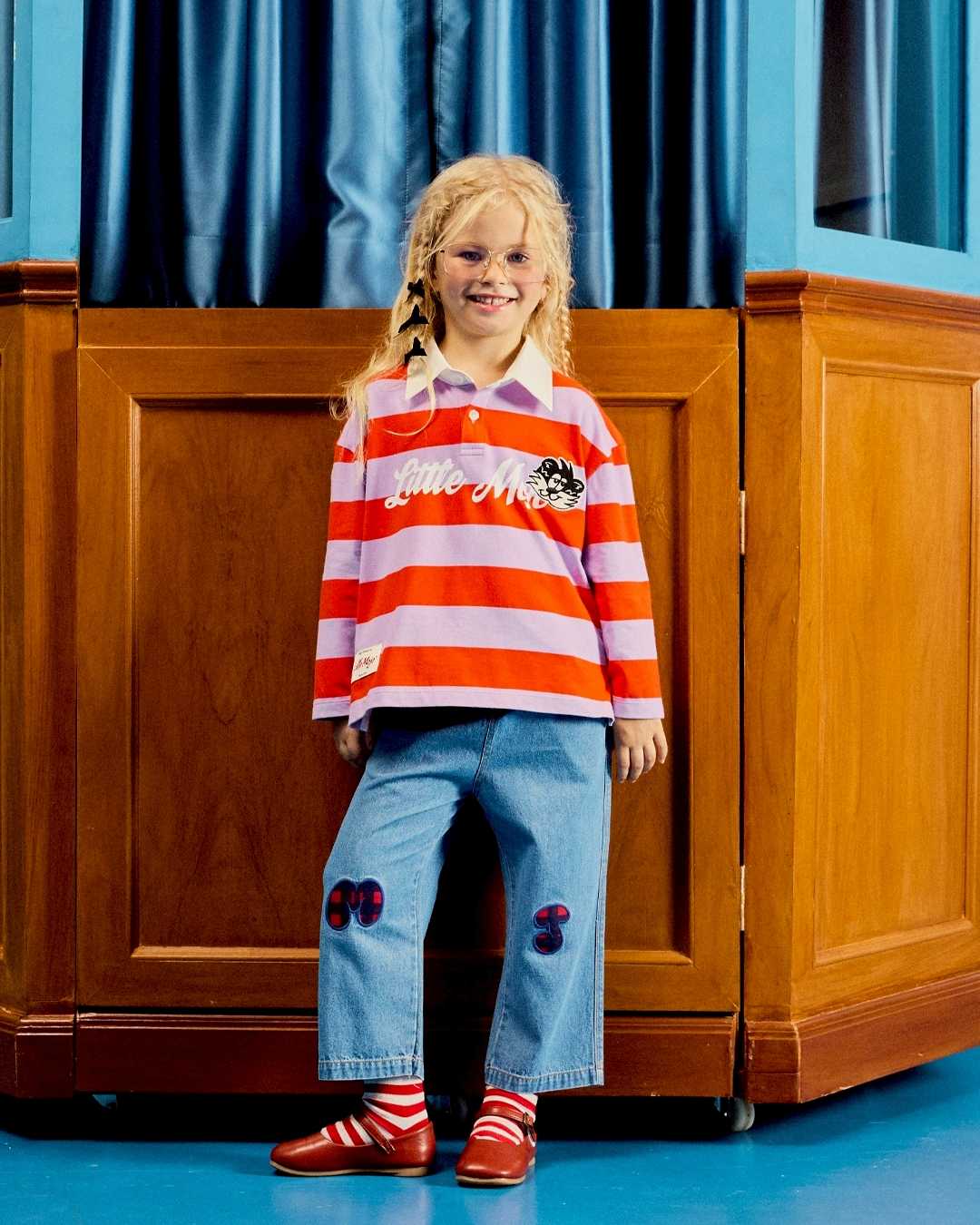 (Look8) Orange Striped LS Kid Set