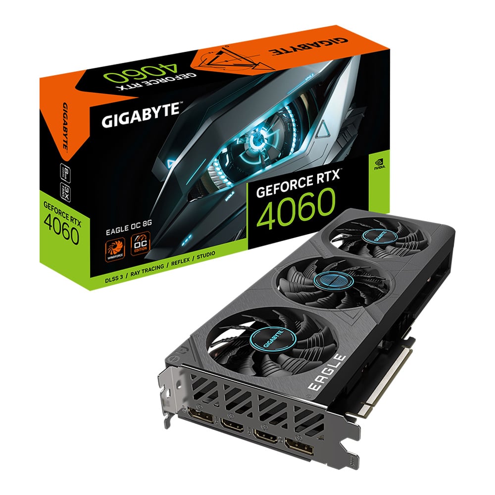 VGA (การ์ดแสดงผล) GIGABYTE GEFORCE RTX 4060 EAGLE OC 8G - 8GB GDDR6 (GV-N4060EAGLE OC-8GD)