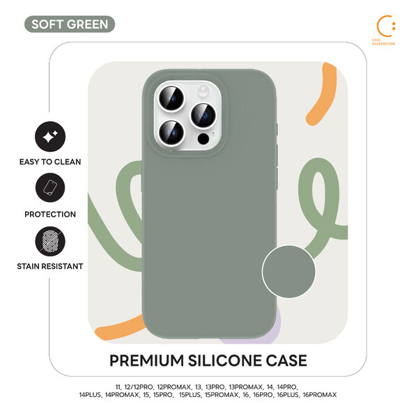 Premium Silicone Case เคสไอโฟนซิลิโคนพรีเมียม (Soft Green)