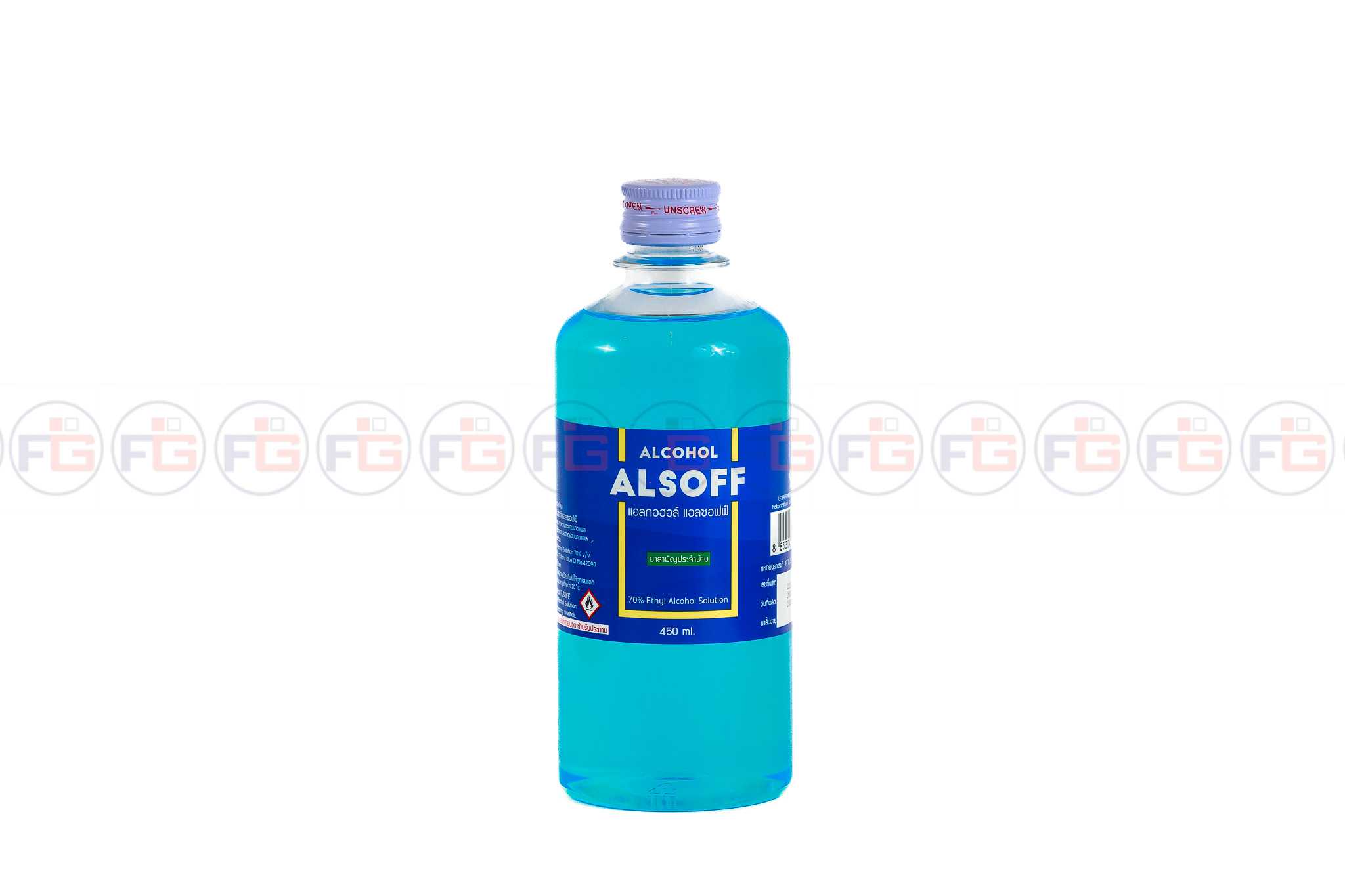 แอลกอฮอล์ แอลซอฟฟ์ ขนาด 450 มล.สีฟ้า / Alcohol Alsoff 450 ml./ บรรจุ แพ็ค 6 ขวด ลัง 24 ขวด