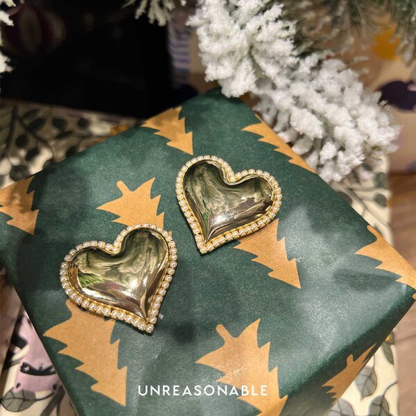 ต่างหูหัวใจสีทอง Golden Heart UA0975-01 Unreasonable Accessories