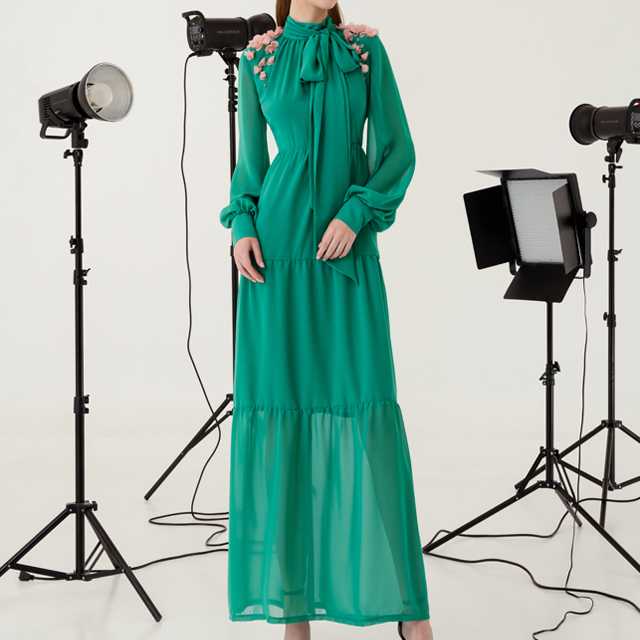 PF23 | CHERRY BLOSSOM TRIMMED CHIFFON MAXI DRESS