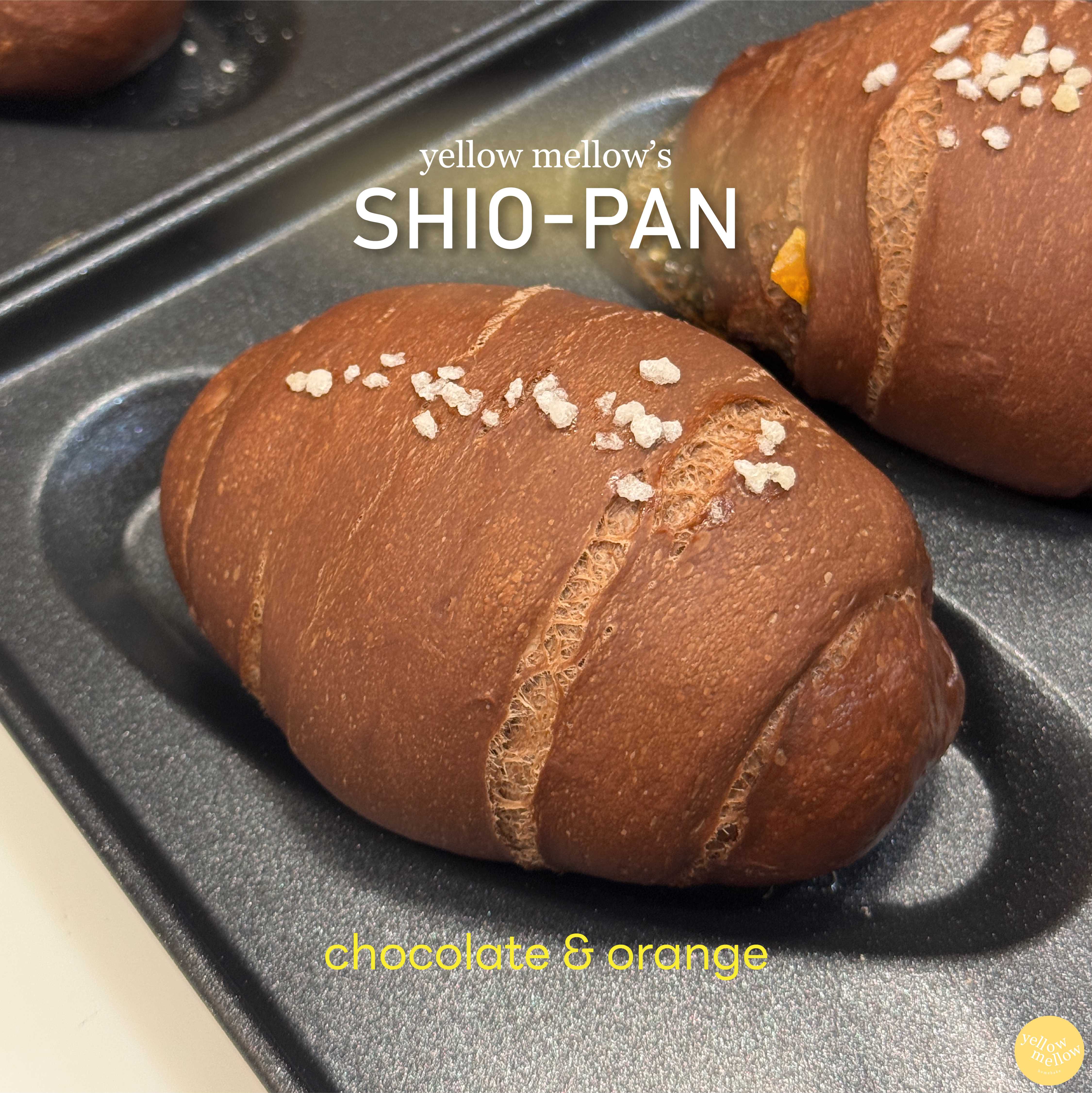Yellow Mellow's Shio-Pan ชิโอะปัง 塩パン / โซกึมปัง 소금빵 / ขนมปังเกลือ รส Chocolate & Orange (1 ชิ้น)