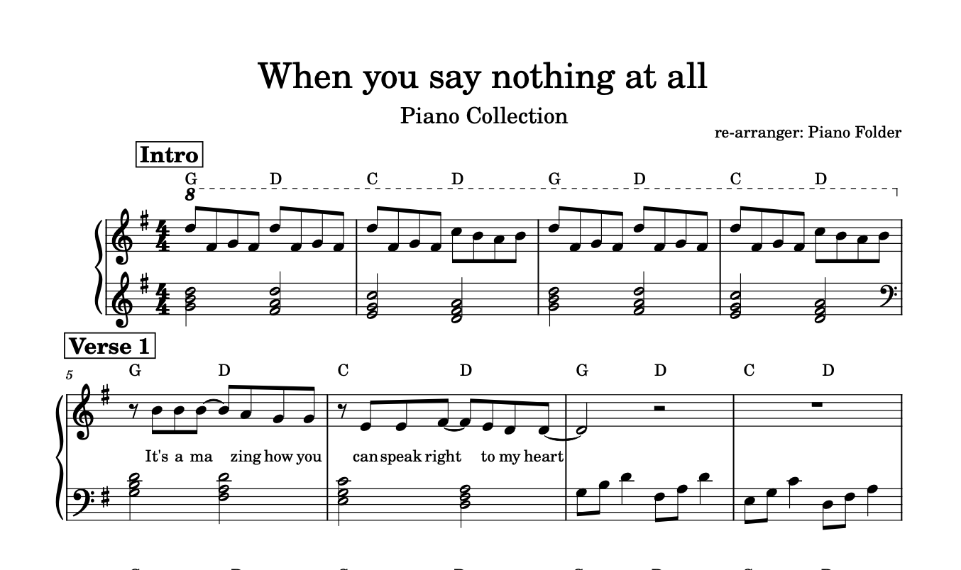 โน้ตเพลง When you say Nothing at all - Piano Collection (Lv 3)
